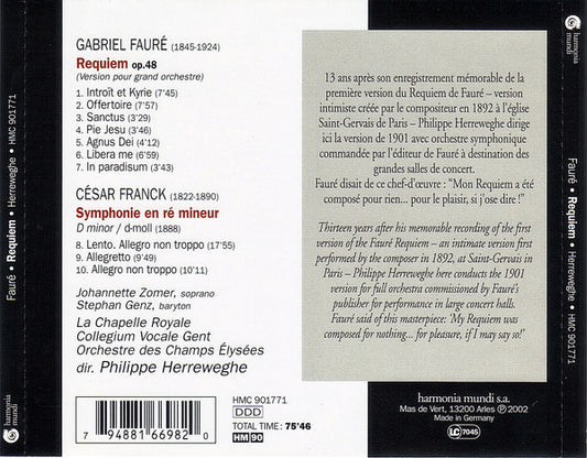 Gabriel Fauré - Philippe Herreweghe, César Franck : Requiem (CD, Album)