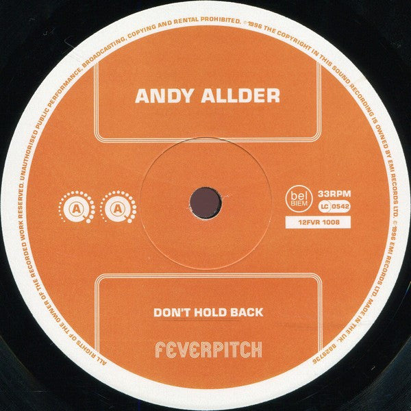 Andy Allder : All Over The World / Don't Hold Back (12")