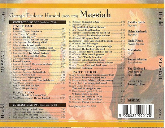Georg Friedrich Händel / The Choir & Orchestra Of Pro Christe, Timothy Dean : Messiah Complete (2xCD, Album)