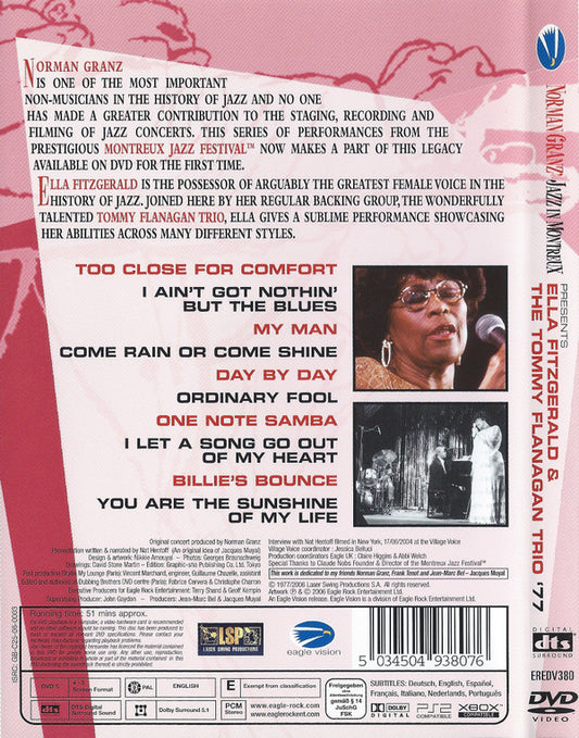 Ella Fitzgerald & Tommy Flanagan Trio : Ella Fitzgerald & The Tommy Flanagan Trio '77 (DVD-V, Multichannel, PAL)