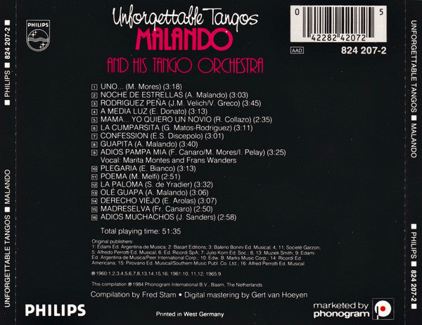 Malando And His Tango Orchestra : Unforgettable Tangos (CD)