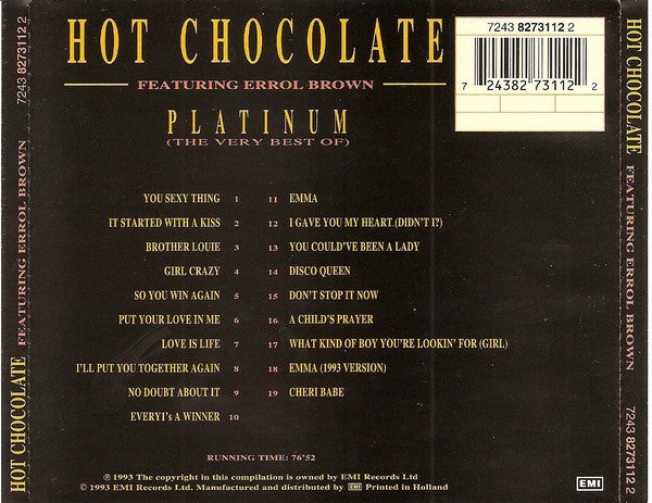 Hot Chocolate Featuring Errol Brown : Platinum (The Very Best Of) (CD, Comp, RP)