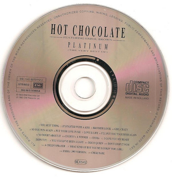 Hot Chocolate Featuring Errol Brown : Platinum (The Very Best Of) (CD, Comp, RP)