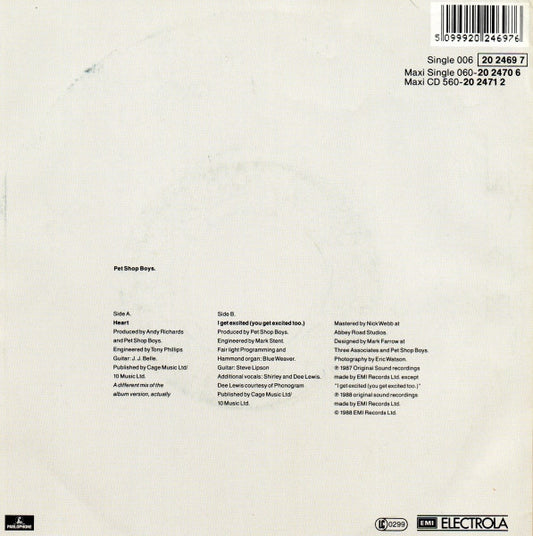 Pet Shop Boys : Heart (7", Single, Nei)