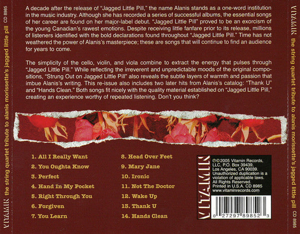 The Vitamin String Quartet : The String Quartet Tribute To Alanis Morissette's Jagged Little Pill (CD, Album)