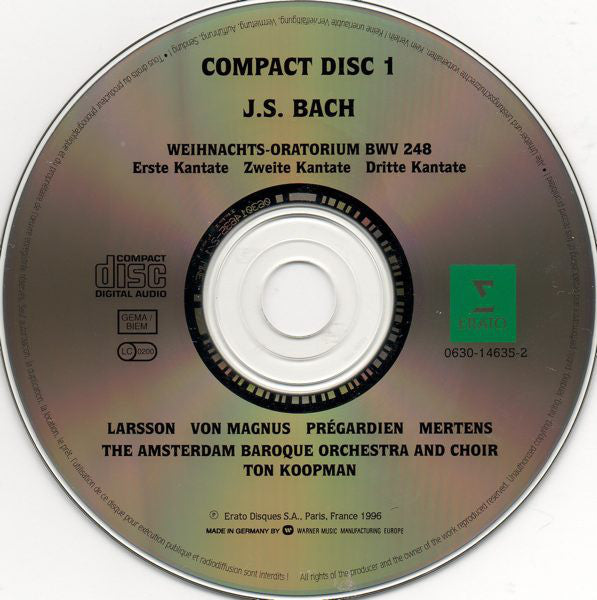 Johann Sebastian Bach - Lisa Larsson, Elisabeth Von Magnus, Christoph Prégardien, Klaus Mertens, The Amsterdam Baroque Orchestra And Choir, Ton Koopman : Weihnachts-Oratorium = Christmas Oratorio = Oratorio De Noël BWV 248 (2xCD + Box)
