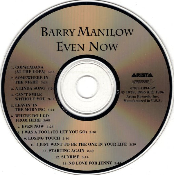 Barry Manilow : Even Now (CD, Album, RE, RM)