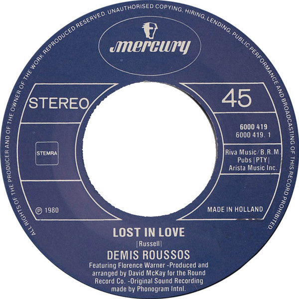Demis Roussos : Lost In Love (7", Single)