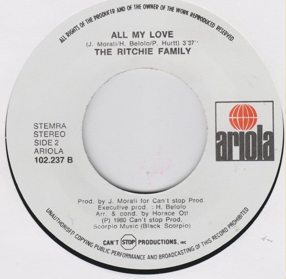 The Ritchie Family : Give Me A Break (7")