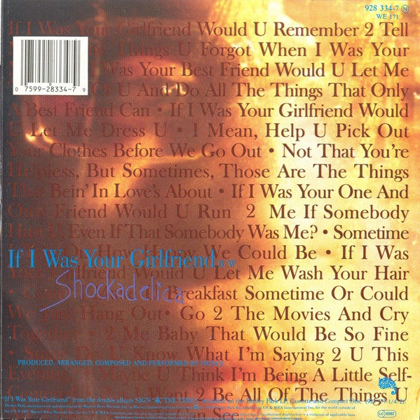 Prince : If I Was Your Girlfriend (7", Single)