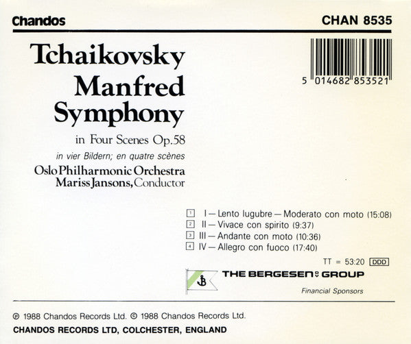 Pyotr Ilyich Tchaikovsky / Oslo Filharmoniske Orkester / Mariss Jansons : Manfred Symphony In Four Scenes Op.58 (CD, Album)