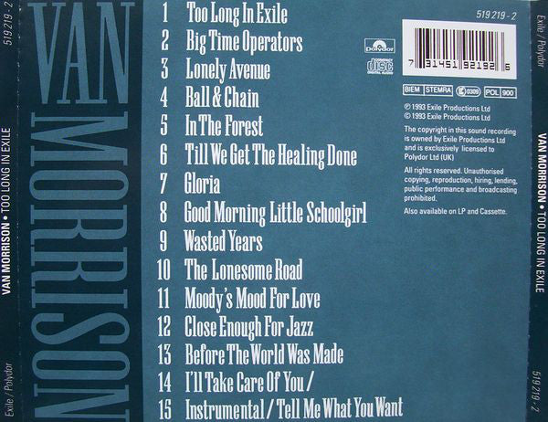 Van Morrison : Too Long In Exile (CD, Album)