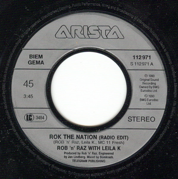 Rob 'n' Raz Featuring Leila K : Rok The Nation (7", Single)