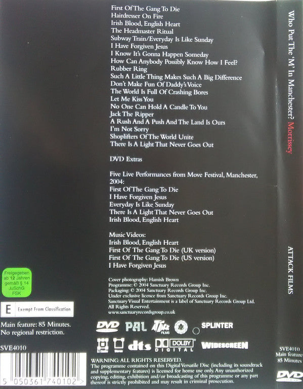 Morrissey : Who Put The 'M' In Manchester? (DVD, PAL)