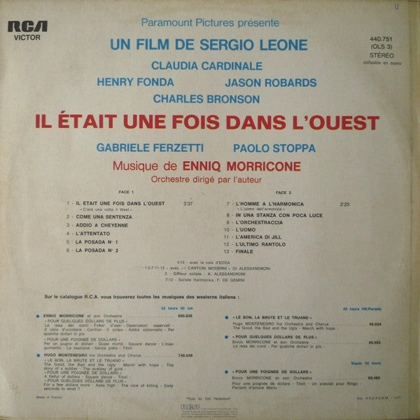 Ennio Morricone : Il Était Une Fois Dans L'Ouest (Bande Originale Du Film Paramount) (LP, Album, RE)
