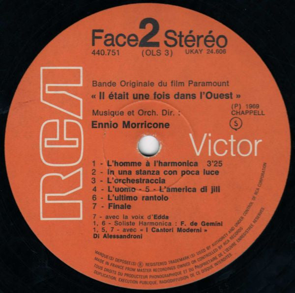 Ennio Morricone : Il Était Une Fois Dans L'Ouest (Bande Originale Du Film Paramount) (LP, Album, RE)