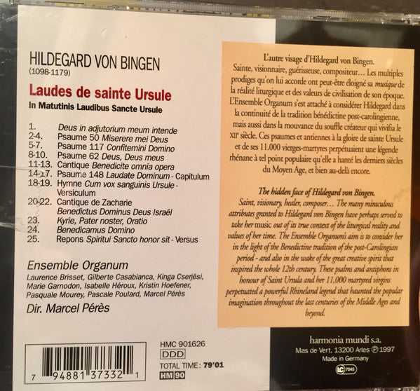 Hildegard Von Bingen - Ensemble Organum • Marcel Pérès : Laudes De Sainte Ursule (CD, Album)