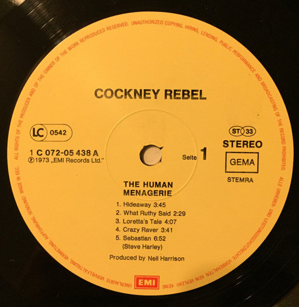 Cockney Rebel : The Human Menagerie (LP, RP)