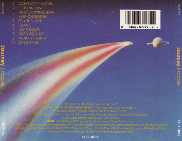 Journey : Escape (CD, Album, RE, RM)