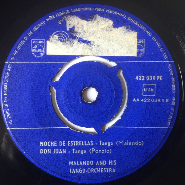 Malando And His Tango Orchestra : Unforgettable Tangos (7", EP, Mono)