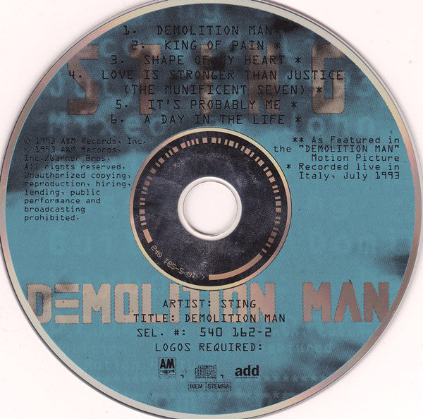 Sting : Demolition Man (CD, MiniAlbum)