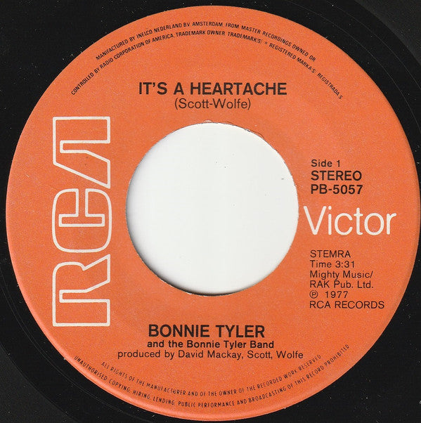 Bonnie Tyler : It's A Heartache (7", Single)