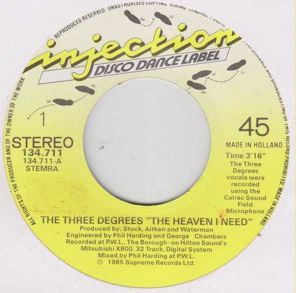 The Three Degrees : The Heaven I Need (7", Single)