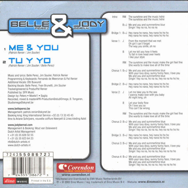 Belle Perez & Jody Bernal : Me & You (CD, Single)