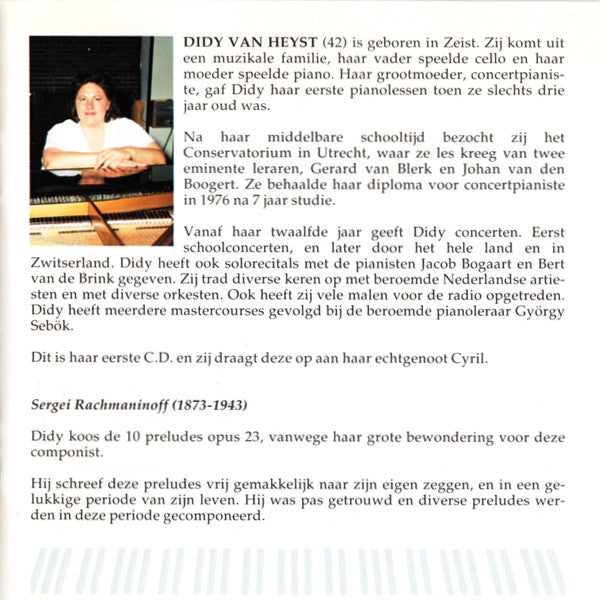 Didy van Heyst : Lyric For Cyril - Didy van Heyst Plays Rachmaninoff Chopin & Liszt (CD, Album)