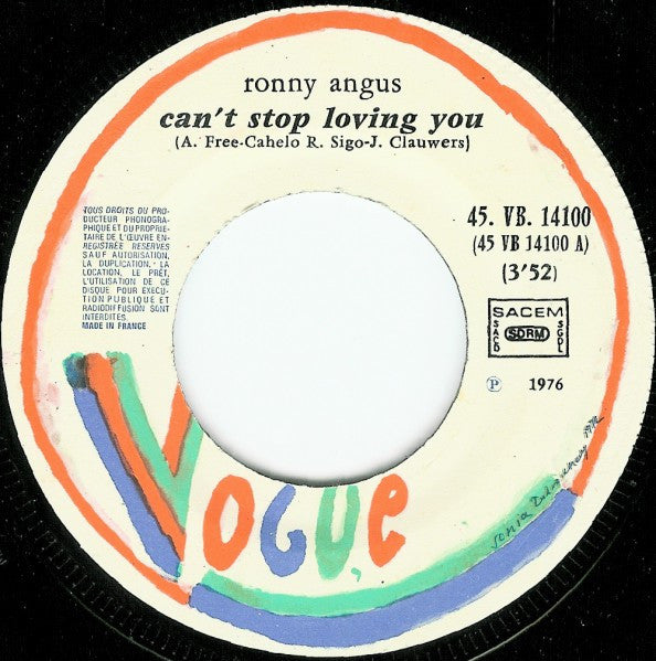 Ronny Angus : Can't Stop Loving You / Jim (7", Single)