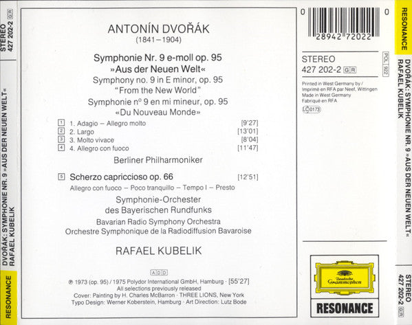 Antonín Dvořák : Rafael Kubelik : Symphonie Nr. 9 "Aus Der Neuen Welt" / Scherzo Capriccioso (CD, Album, Comp)