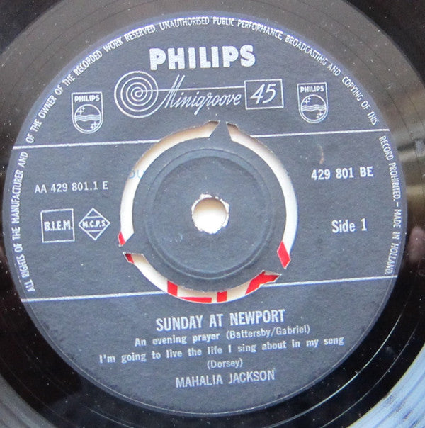 Mahalia Jackson : Sunday At Newport (7", EP, Mono)