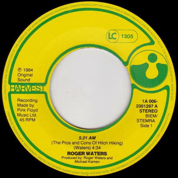 Roger Waters : The Pros And Cons Of Hitch Hiking (7", Single)