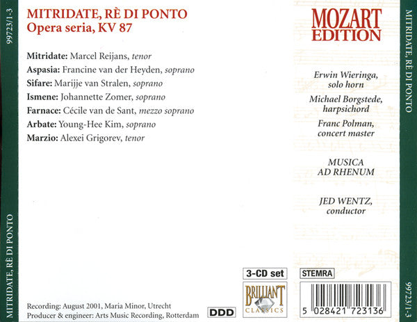Wolfgang Amadeus Mozart : Mitridate, Rè Di Ponto (3xCD)