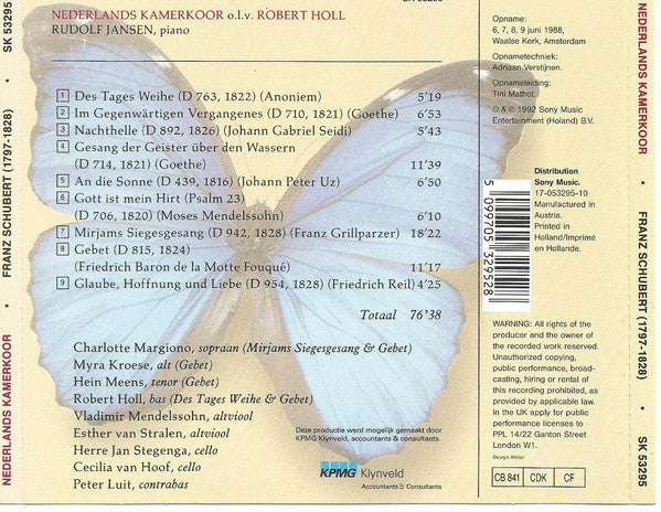 Nederlands Kamerkoor, Robert Holl, Rudolf Jansen - Franz Schubert : Franz Schubert (CD)
