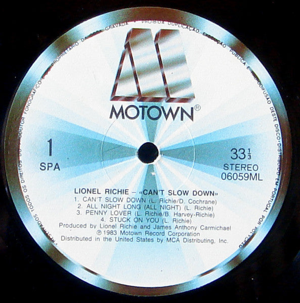 Lionel Richie : Can't Slow Down (LP, Album)