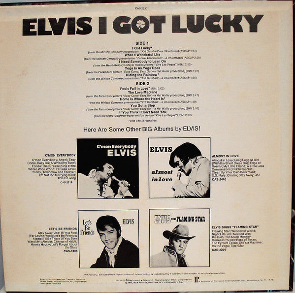 Elvis Presley : I Got Lucky (LP, Album, Comp, Mono, RE)