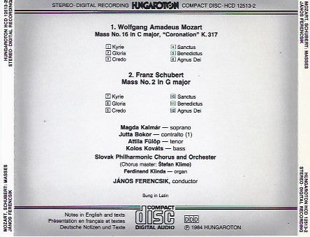 Wolfgang Amadeus Mozart, Franz Schubert, Slovak Philharmonic Orchestra, János Ferencsik : Coronation Mass / Mass In G Major (CD, Album)
