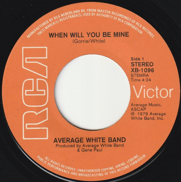 Average White Band : When Will You Be Mine (7", Single)