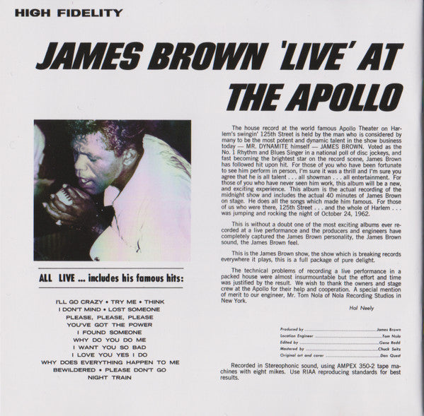 James Brown : Live At The Apollo (1962) Expanded Edition (CD, Album, RE, RM, RP, Sli)