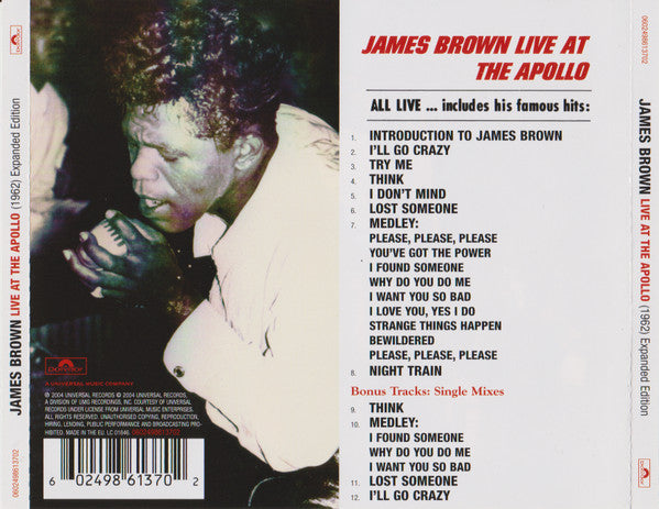 James Brown : Live At The Apollo (1962) Expanded Edition (CD, Album, RE, RM, RP, Sli)