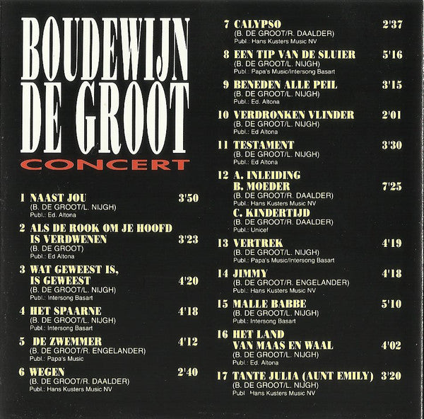 Boudewijn de Groot : Concert (CD, Album, RE)