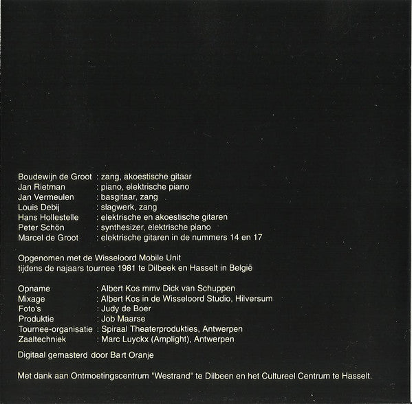 Boudewijn de Groot : Concert (CD, Album, RE)