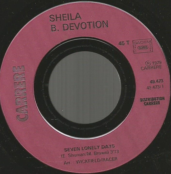 Sheila & B. Devotion : Seven Lonely Days (7", Single)