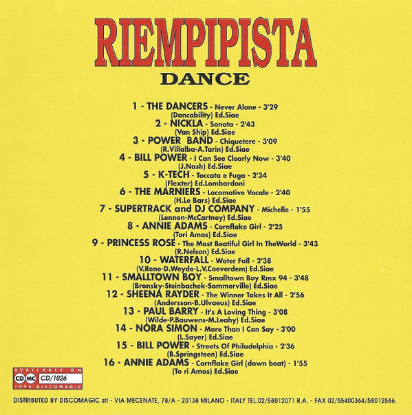 Various : Riempipista Dance (CD, Comp, Mixed)