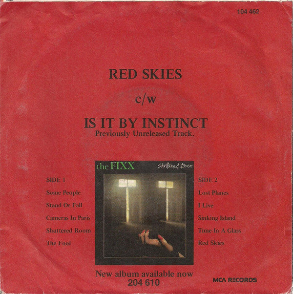 The Fixx : Red Skies (7", Single)