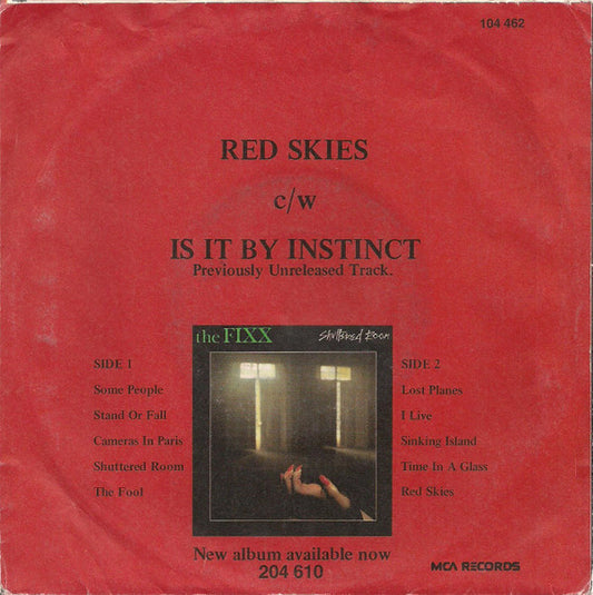 The Fixx : Red Skies (7", Single)