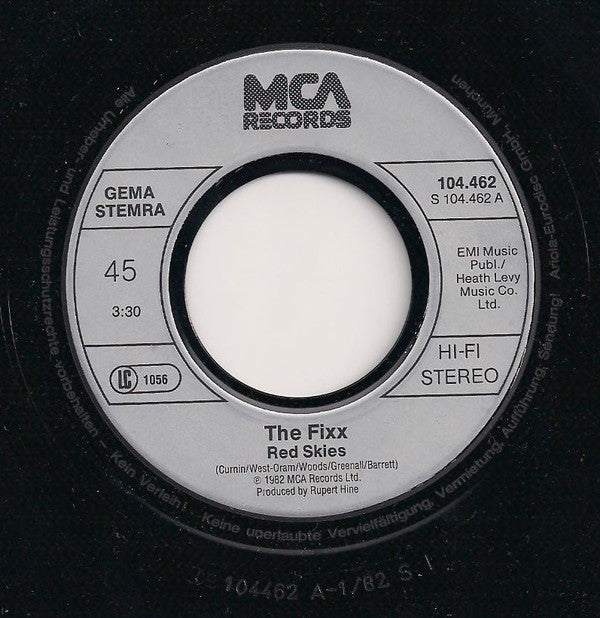 The Fixx : Red Skies (7", Single)