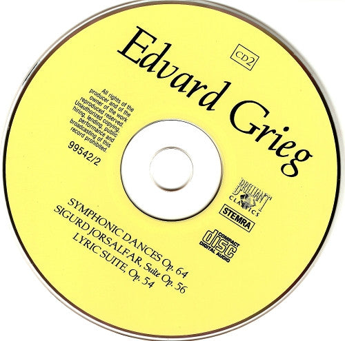 Edvard Grieg : Peer Gynt - Piano Concerto - Symphonic Dances - Sigurd Jorsalfur - Lyric Suite (2xCD, Album)