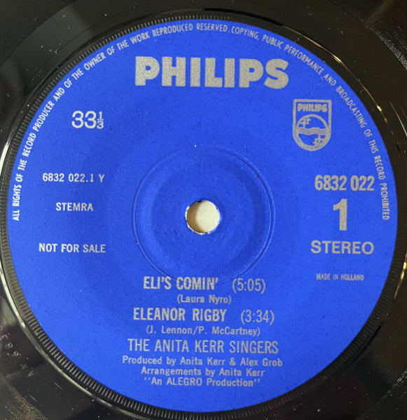 The Anita Kerr Singers : Eli's Comin'/Eleanor Rigby/Moses In The Sunshine (7", EP)
